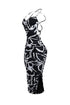 Cinna Mesh Print Ruched Midi Dress